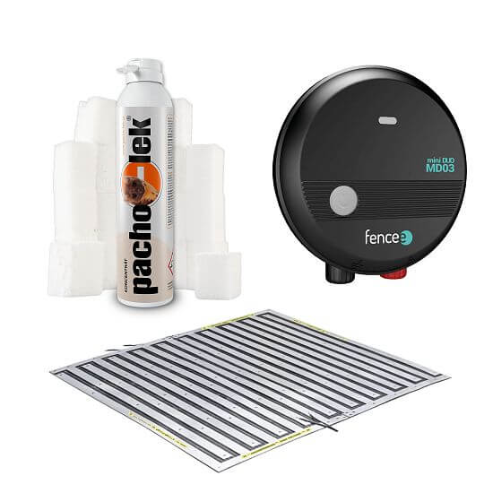 Odour concentrate kit with electric car mat against martens, combined source