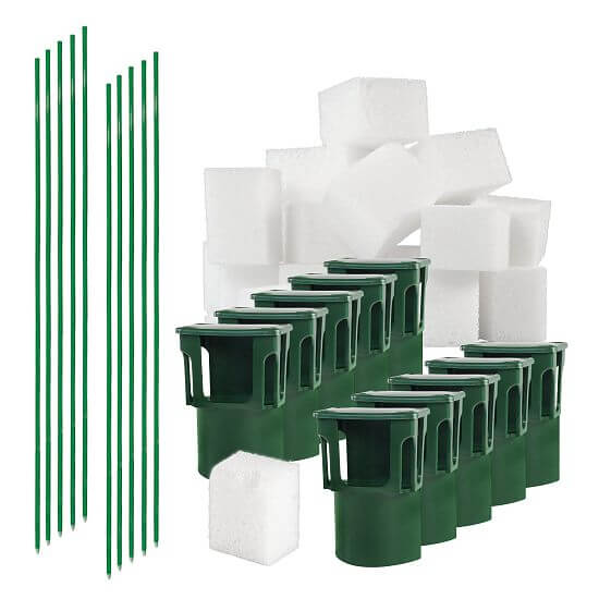 Sada PROFI držáků pachového ohradníku s nosičem BIO PU pěny + sklolaminátový sloupek - 10 ks